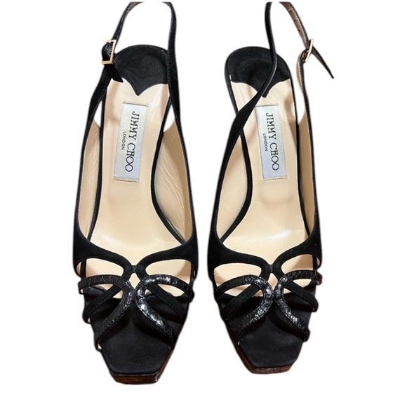 Jimmy Choo Black Leah Slingbacks Heels Size 39.5 - Picture 2 of 4